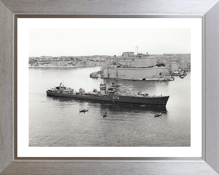 HMS Legion (G74) Photo Print - Valletta Malta - Royal Navy A Class Destroyer Hampshire Prints 10 x 8 Silver Frame Yes