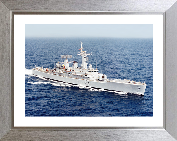 HMS Achilles (F12) Royal Navy Leander Class Frigate Photo Print Starboard Bow View Warship Wall Art Posters, Prints, & Visual Artwork Hampshire Prints 10 x 8 Silver Frame Yes