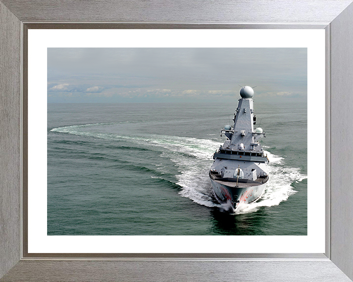 HMS Dragon (D35) Photo Print - Low Bow View 2011 - Royal Navy Type 45 Destroyer Hampshire Prints 10 x 8 Silver Frame Yes