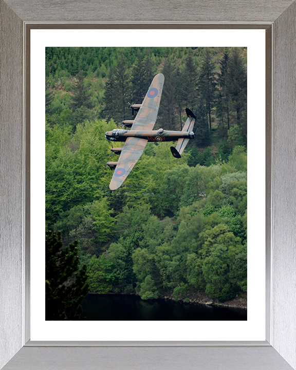 RAF Lancaster Bomber in Flight Photo Print - Royal Air Force Aircraft Hampshire Prints 10 x 8 Silver Frame Yes