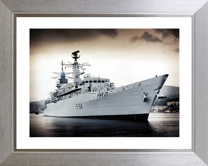 HMS Brave (F94) Royal Navy Type 22 Frigate Low Starboard Bow View Photo Print Wall Art Decor Posters, Prints, & Visual Artwork Hampshire Prints 10 x 8 Silver Frame Yes