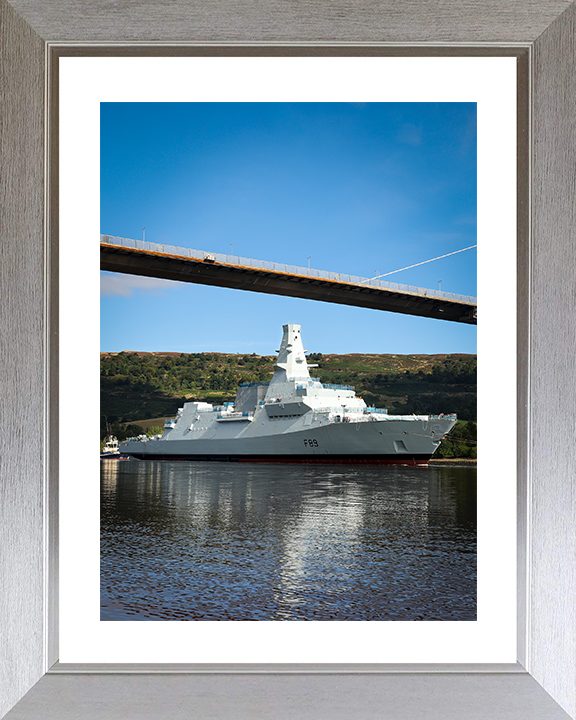 HMS Cardiff (F89) Royal Navy Type 26 Frigate Under Tow Photo Print Wall Art Decor Posters, Prints, & Visual Artwork Hampshire Prints 10 x 8 Silver Frame Yes
