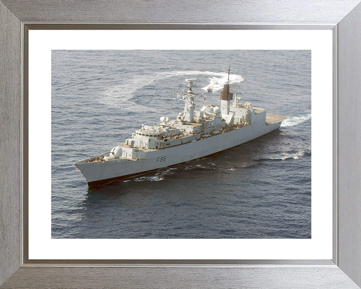 HMS Campbeltown (F86) Royal Navy Type 22 Frigate With RIB Photo Print Wall Art Decor Posters, Prints, & Visual Artwork Hampshire Prints 10 x 8 Silver Frame Yes