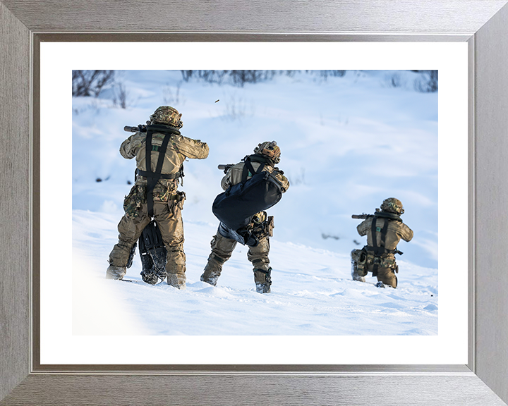 Royal Marines beach assault live firing Photo Print 30 Commando Wall Art Military Decor UK Poster Posters, Prints, & Visual Artwork Hampshire Prints 10 x 8 Silver Frame Yes
