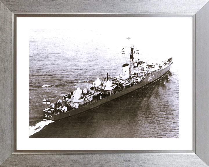 HMS Trafalgar (D77) Photo Print - At Sea - Royal Navy Battle Class Destroyer Posters, Prints, & Visual Artwork Hampshire Prints 10 x 8 Silver Frame Yes