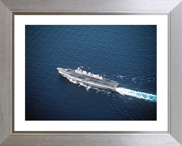 HMS Invincible (R05) Photo Print - At Sea 1991 - Royal Navy Invincible Class Aircraft Carrier Hampshire Prints 10 x 8 Silver Frame Yes