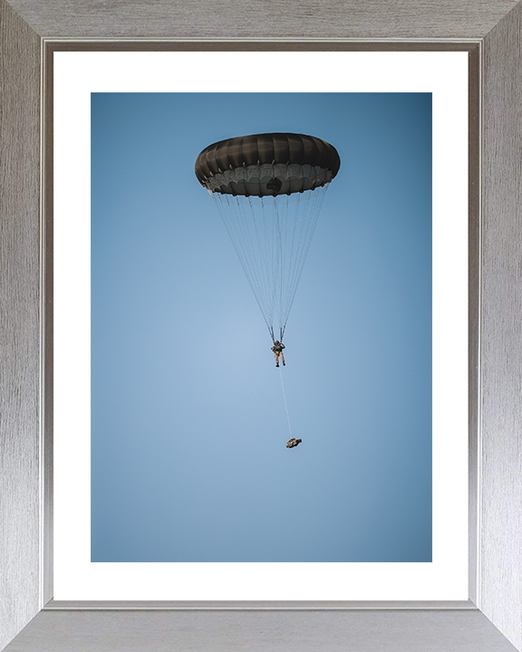 British Army Paratrooper Under Canopy 2026 Photo Print Wall Art Military Decor Posters, Prints, & Visual Artwork Hampshire Prints 10 x 8 Silver Frame Yes