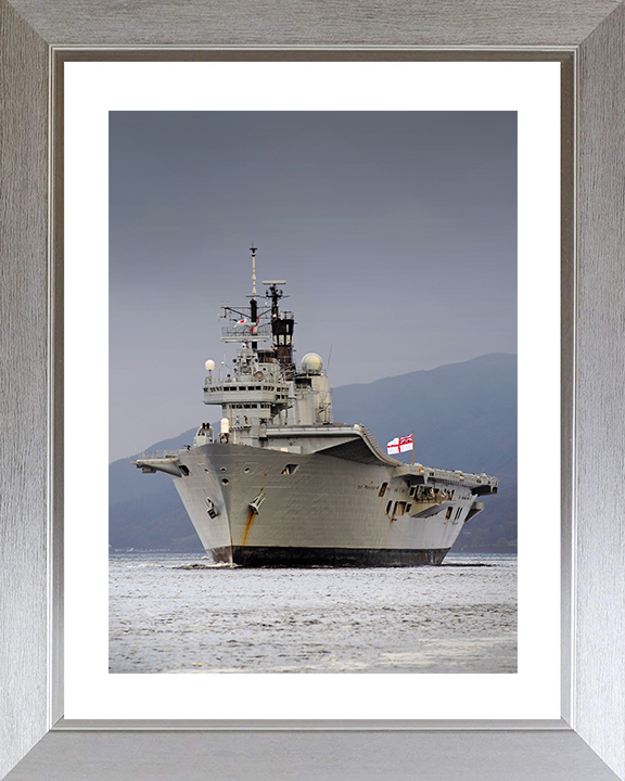 HMS Ark Royal (R07) Royal Navy Invincible Class Aircraft Carrier Portrait Photo Print Wall Art Decor Posters, Prints, & Visual Artwork Hampshire Prints 10 x 8 Silver Frame Yes