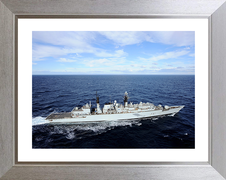 HMS Chatham (F87) Royal Navy Type 22 Frigate From a Helicopter Photo Print Wall Art Decor Posters, Prints, & Visual Artwork Hampshire Prints 10 x 8 Silver Frame Yes