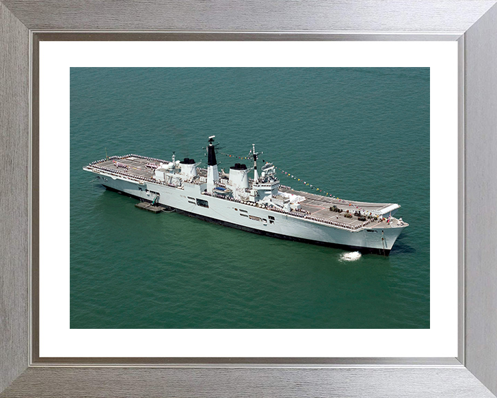 HMS Invincible (R05) Photo Print - Trafalgar 200 - Royal Navy Invincible Class Aircraft Carrier Hampshire Prints 10 x 8 Silver Frame Yes