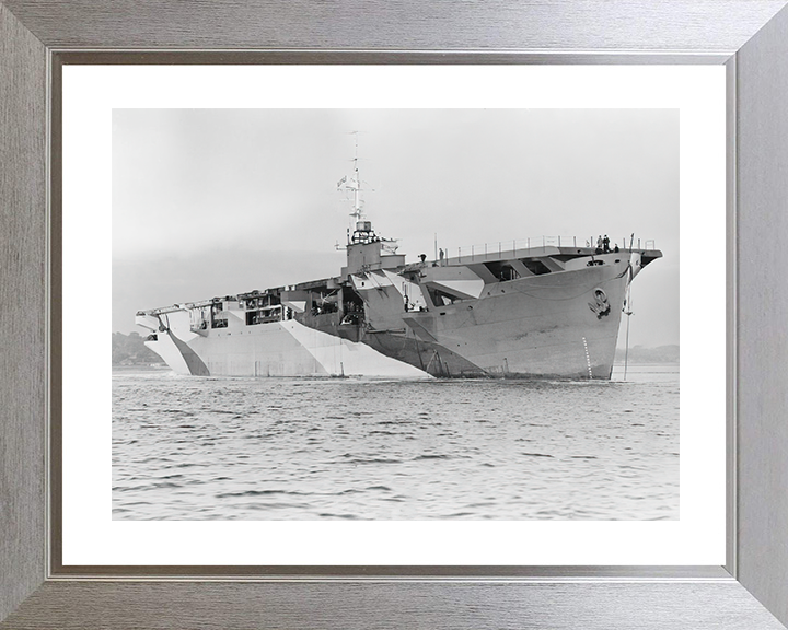 HMS Activity (D94) Royal Navy Escort Carrier Photo Print Starboard Bow View Warship Wall Art Posters, Prints, & Visual Artwork Hampshire Prints 10 x 8 Silver Frame Yes