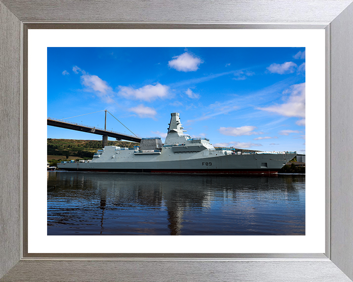HMS Cardiff (F89) Photo Print - Under Tow Starboard View - Royal Navy Type 26 Frigate Hampshire Prints 10 x 8 Silver Frame Yes