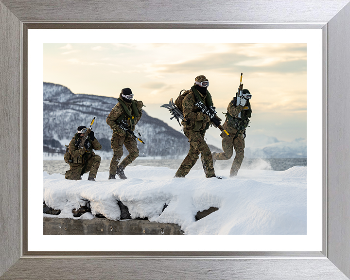 Royal Marines cold weather beach Landing Photo Print - 40 Commando Hampshire Prints 10 x 8 Silver Frame Yes