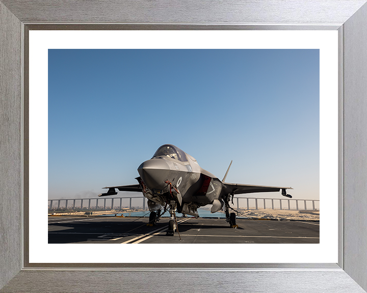 F-35B Lighting jet on HMS Prince of Wales 2025 Photo Print - Royal Navy Aircraft Hampshire Prints 10 x 8 Silver Frame Yes