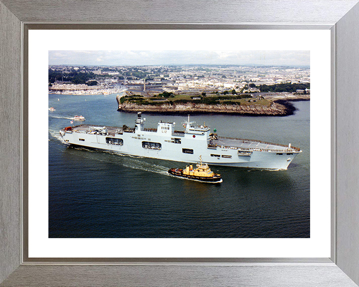 HMS Ocean (L12) Photo Print - Departs Plymouth 2001 - Royal Navy Landing Platform Helicopter