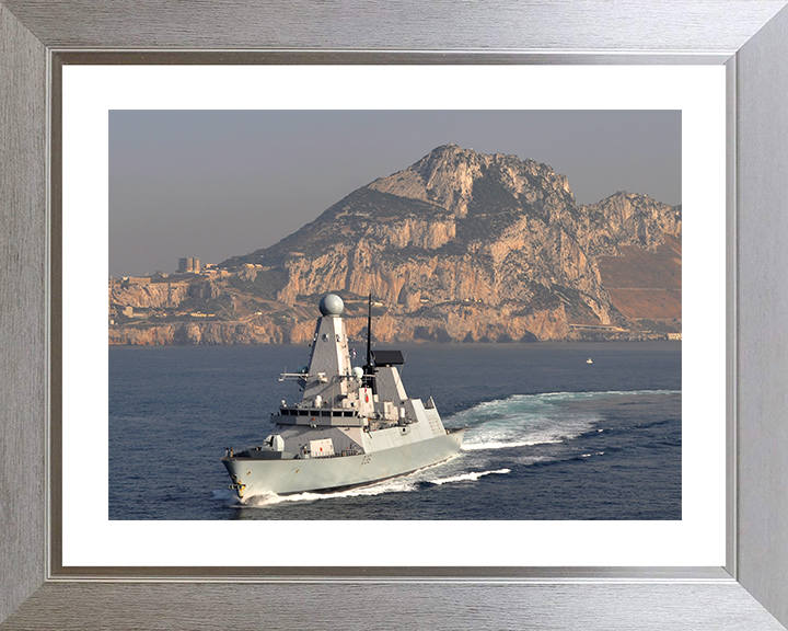 HMS Defender (D36) Photo Print - Off Gibraltar 2014 - Royal Navy Type 45 Destroyer Posters, Prints, & Visual Artwork Hampshire Prints 10 x 8 Silver Frame Yes