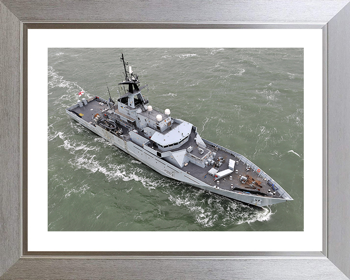 HMS Mersey (P283) Photo Print - At Sea 2013 - Royal Navy River Class Patrol Vessel Hampshire Prints 10 x 8 Silver Frame Yes