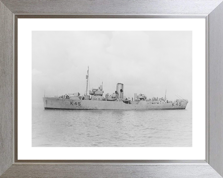 HMS Convolvulus (K45) Royal Navy Flower Class Corvette Port Side View Photo Print Wall Art Naval Decor Posters, Prints, & Visual Artwork Hampshire Prints 10 x 8 Silver Frame Yes