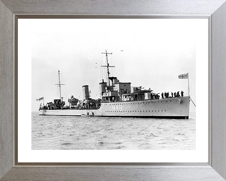 HMS Crescent (H48) Photo Print - At Anchor - Royal Navy C Class Destroyer Posters, Prints, & Visual Artwork Hampshire Prints 10 x 8 Silver Frame Yes
