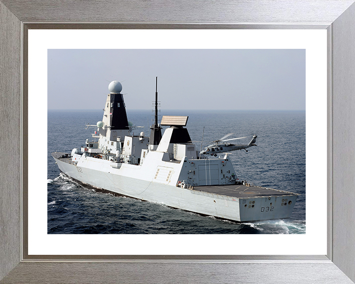 HMS Daring (D32) Photo Print - With Seahawk Helicopter 2012 - Royal Navy Type 45 Destroyer Posters, Prints, & Visual Artwork Hampshire Prints 10 x 8 Silver Frame Yes