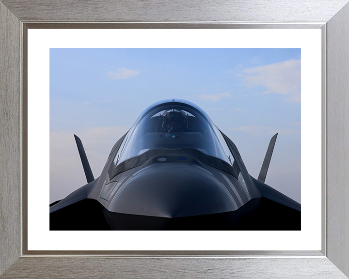 RAF F-35B Jet Pilot cockpit Closeup Royal Air Force Aircraft Photo Print Wall Art Aviation Decor UK Posters, Prints, & Visual Artwork Hampshire Prints 10 x 8 Silver Frame Yes