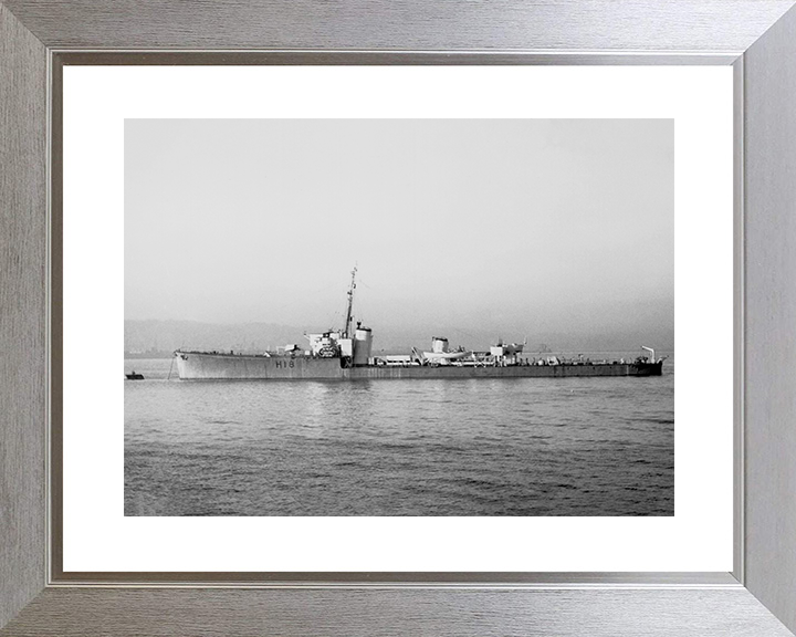 HMS Sabre (H18) Photo Print - At a Buoy 1944 - Royal Navy S Class Destroyer Posters, Prints, & Visual Artwork Hampshire Prints 10 x 8 Silver Frame Yes
