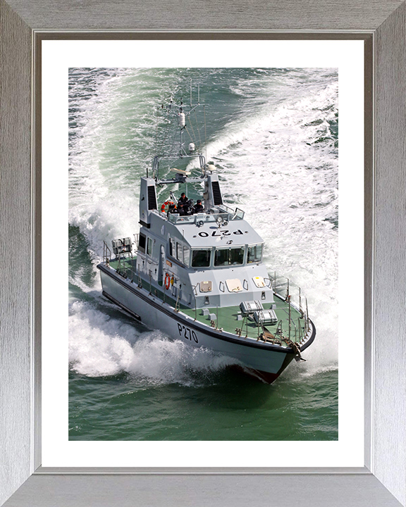 HMS Biter (P270) Photo Print - Starboard Bow 2017 - Royal Navy Archer Class P2000 Patrol Vessel Posters, Prints, & Visual Artwork Hampshire Prints 10 x 8 Silver Frame Yes