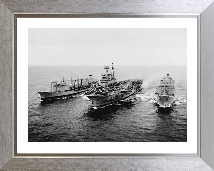 HMS Eagle (R05) Photo Print - RAS 1969 - Royal Navy Audacious Class Aircraft Carrier Hampshire Prints 10 x 8 Silver Frame Yes