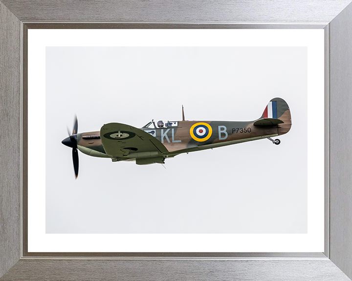 RAF Spitfire MK11a in flight Photo Print - Royal Air Force Aircraft Hampshire Prints 10 x 8 Silver Frame Yes