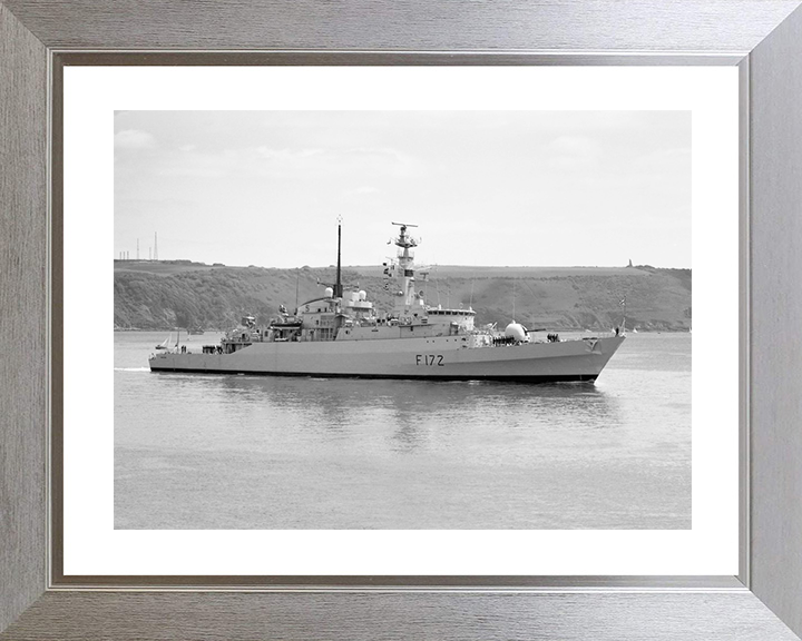 HMS Ambuscade (F172) Royal Navy Type 21 Frigate Starboard View Black and White Photo Print Wall Art Decor Posters, Prints, & Visual Artwork Hampshire Prints 10 x 8 Silver Frame Yes