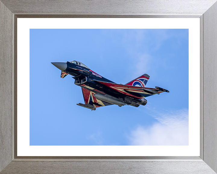 RAF Typhoon jet Flying Photo Print - Royal Air Force Aircraft Hampshire Prints 10 x 8 Silver Frame Yes