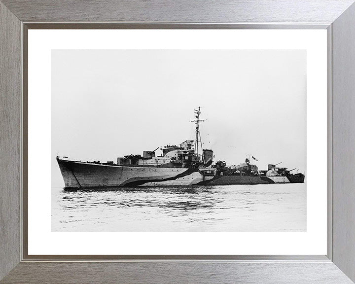 HMS Queenborough (G70) Photo Print - Port Side - Royal Navy Q Class Destroyer Hampshire Prints 10 x 8 Silver Frame Yes