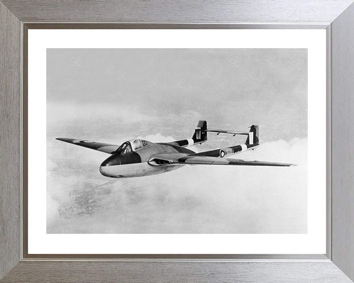 RAF de Havilland Vampire in flight Photo Print - Royal Air Force Aircraft Hampshire Prints 10 x 8 Silver Frame Yes