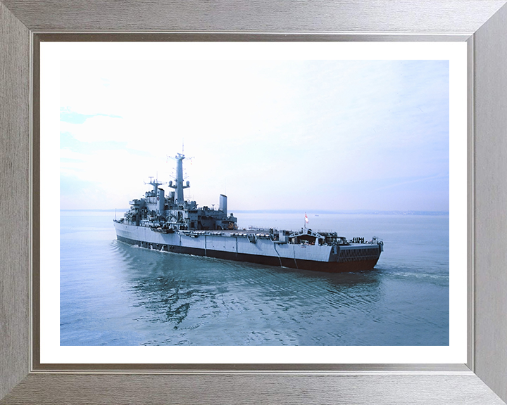 HMS Intrepid (L11) Photo Print - Port Quarter View - Royal Navy Fearless Class Amphibious Ship Hampshire Prints 10 x 8 Silver Frame Yes