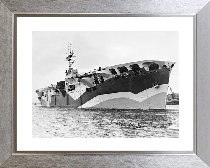 HMS Pretoria Castle (F61) Photo Print - At Anchor - Royal Navy Merchant Cruiser Hampshire Prints 10 x 8 Silver Frame Yes