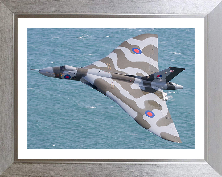 RAF Avro Vulcan Bomber in Flight Photo Print - Royal Air Force Aircraft Hampshire Prints 10 x 8 Silver Frame Yes