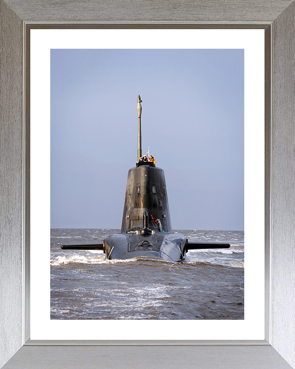 HMS Astute (S119) Photo Print - Bow View 2009 - Royal Navy Astute Class Submarine Hampshire Prints 10 x 8 Silver Frame Yes
