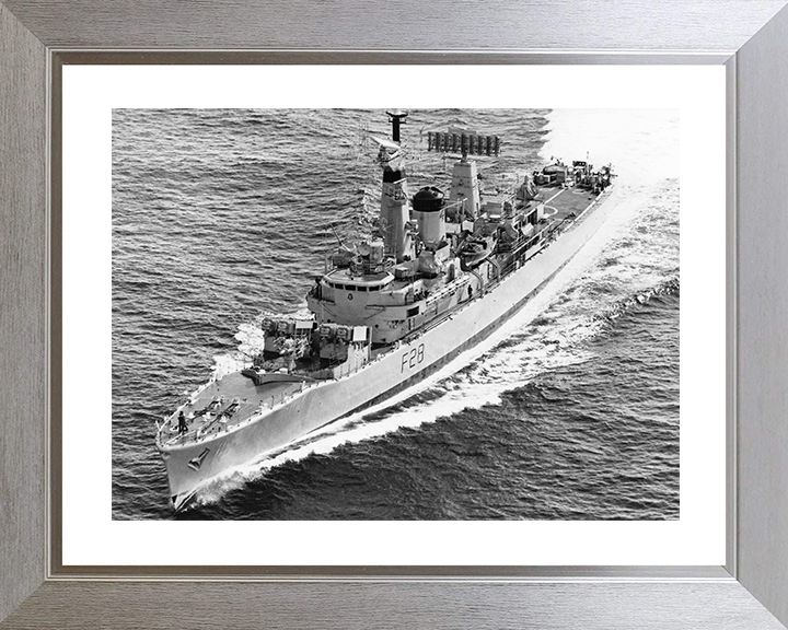 HMS Cleopatra (F28) Royal Navy Leander Class Frigate High Port Bow View Photo Print Wall Art Decor Posters, Prints, & Visual Artwork Hampshire Prints 10 x 8 Silver Frame Yes