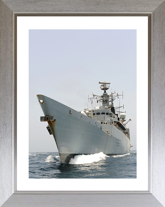 HMS Cumberland (F85) Royal Navy Type 22 Frigate Low Port Bow View Photo Print Wall Art Decor Posters, Prints, & Visual Artwork Hampshire Prints 10 x 8 Silver Frame Yes