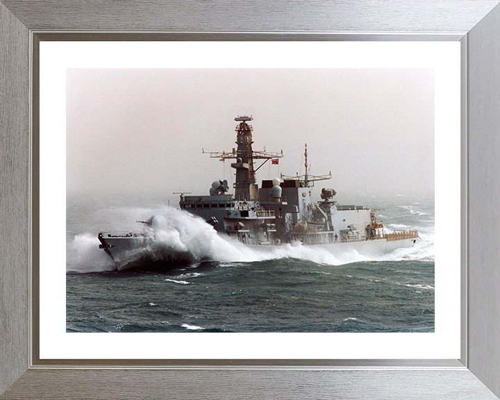 HMS Somerset (F82) Photo Print - In Rough Sea 2003 - Royal Navy Type 23 Frigate Posters, Prints, & Visual Artwork Hampshire Prints 10 x 8 Silver Frame Yes