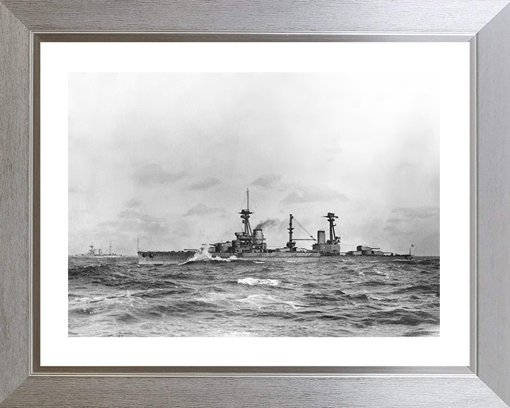 HMS Agincourt (1913) Photo Print - Port Side View - Royal Navy Dreadnought Battleship Hampshire Prints 10 x 8 Silver Frame Yes