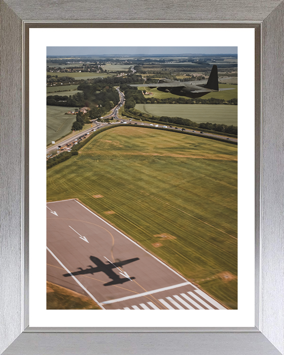 RAF Hercules C-130J Taking off Photo Print - Royal Air Force Aircraft Hampshire Prints 10 x 8 Silver Frame Yes