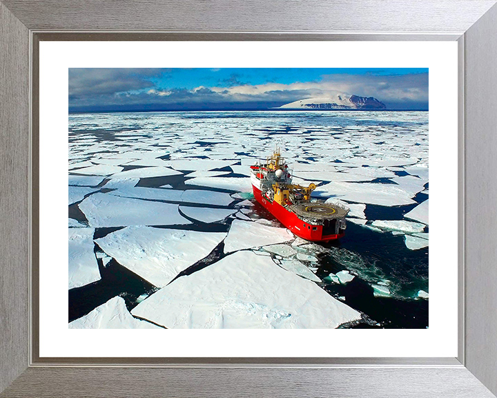 HMS Protector (A173) Photo Print - Antarctic 2016 - Royal Navy Ice Patrol Vessel Hampshire Prints 10 x 8 Silver Frame Yes