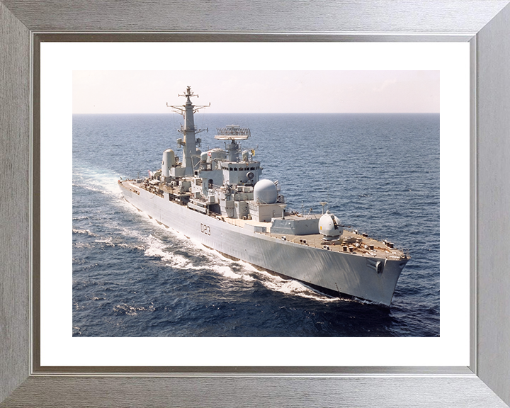 HMS Bristol (D23) Royal Navy Type 82 Destroyer High Starboard Bow View Photo Print Wall Art Decor Posters, Prints, & Visual Artwork Hampshire Prints 10 x 8 Silver Frame Yes