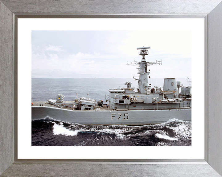 HMS Charybdis (F75) Royal Navy Leander Class Frigate During a RAS Photo Print Wall Art Decor Posters, Prints, & Visual Artwork Hampshire Prints 10 x 8 Silver Frame Yes