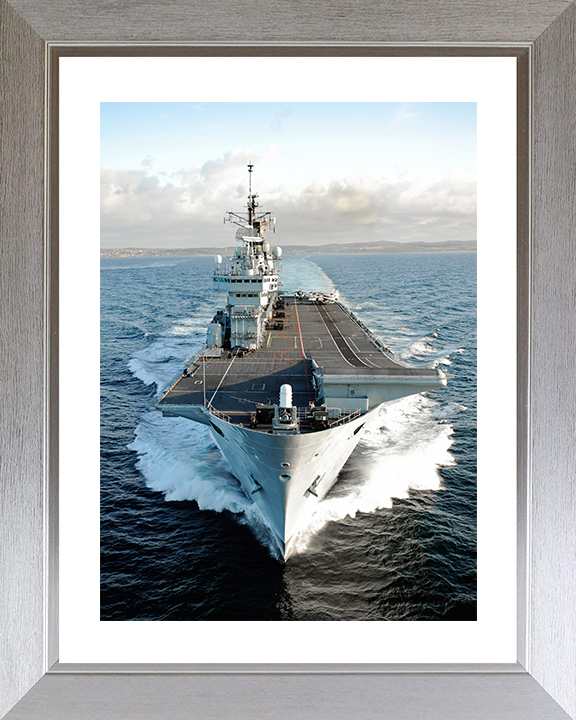 HMS Ark Royal (R07) Royal Navy Invincible Class Aircraft Carrier Underway Bow View Photo Print Wall Art Decor Posters, Prints, & Visual Artwork Hampshire Prints 10 x 8 Silver Frame Yes