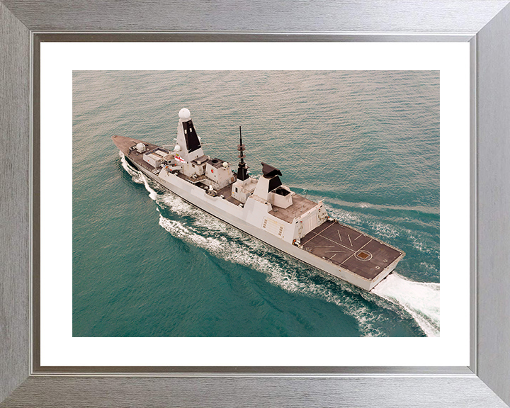 HMS Duncan (D37) Royal Navy Type 45 Destroyer High Port Quarter View Photo Print Wall Art Decor Posters, Prints, & Visual Artwork Hampshire Prints 10 x 8 Silver Frame Yes