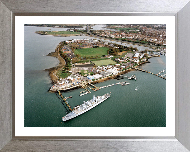 HMS Bristol (D23) Photo Print - At HMS Excellent 2017 - Royal Navy Type 82 Destroyer Posters, Prints, & Visual Artwork Hampshire Prints 10 x 8 Silver Frame Yes