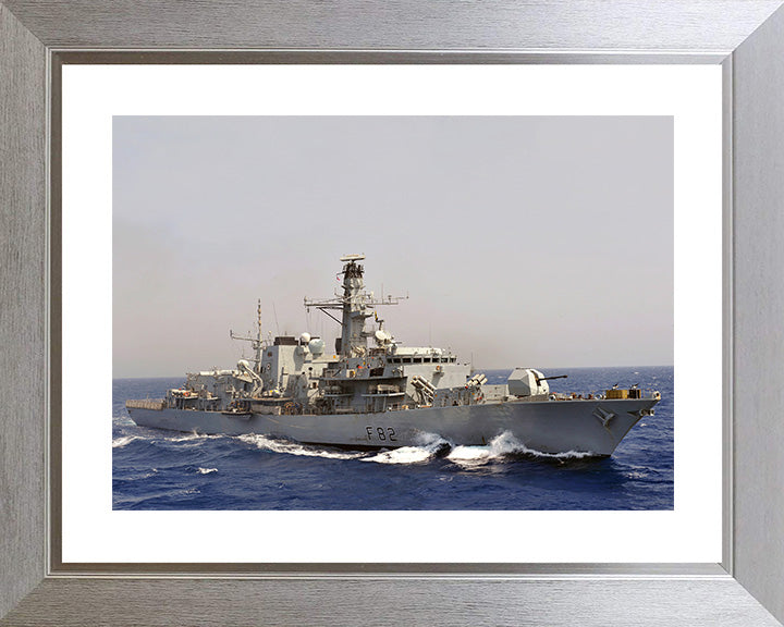 HMS Somerset (F82) Photo Print - Starboard View - Royal Navy Type 23 Frigate Hampshire Prints 10 x 8 Silver Frame Yes