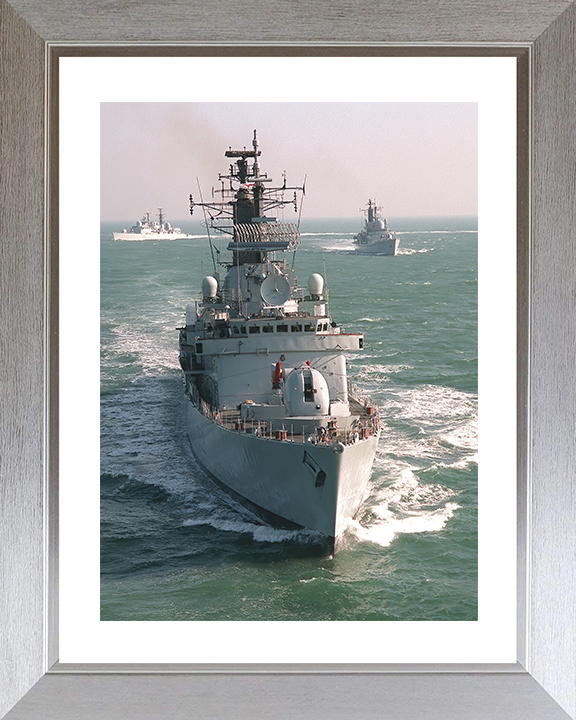 HMS Cardiff (D108) Royal Navy Type 42 Destroyer High Bow View Photo Print Wall Art Decor Posters, Prints, & Visual Artwork Hampshire Prints 10 x 8 Silver Frame Yes